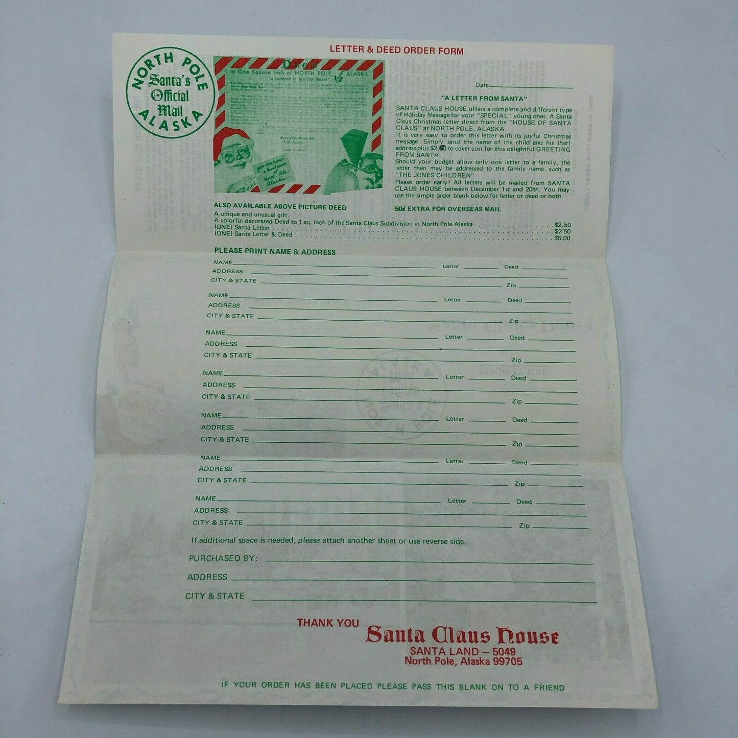 The Santa Claus House Postcards and Santa's Official Mail Letter